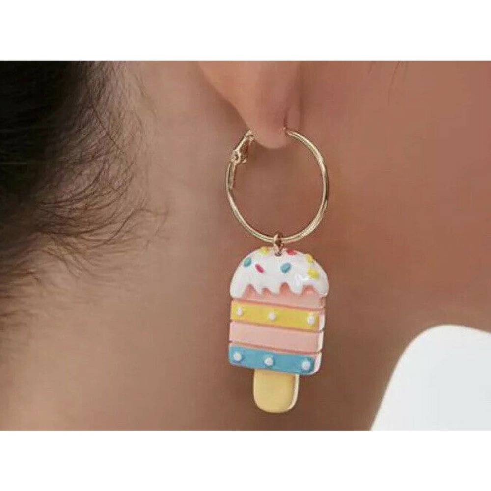 YUMMY ICE CREAM CONE Pendant Drop Earrings